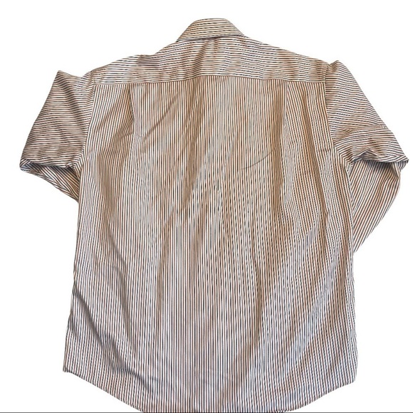 Joseph & Feiss Large Orange Black Striped Long Sleeved Button Down Dress Shirt - Picture 8 of 11